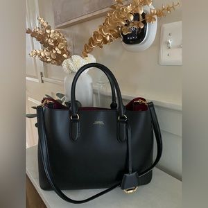 Large Ralph Lauren Dryden Marcy Satchel - black leather
